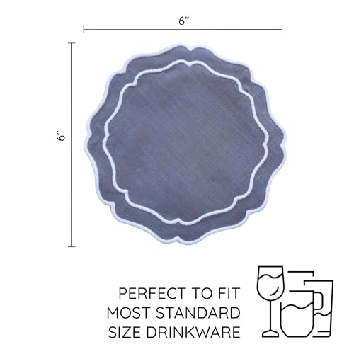 Linen Coasters for Drinks Set of 6, Charcoal - color: 1119 - Charcoal, size: 6 inches