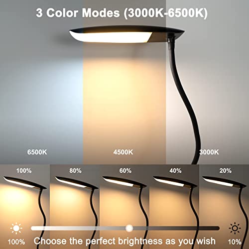 LiFMIRA Clip on Lamp USB Reading Light 3 Color Modes 3000-6000K 8W 40 LED - color: Matt Black