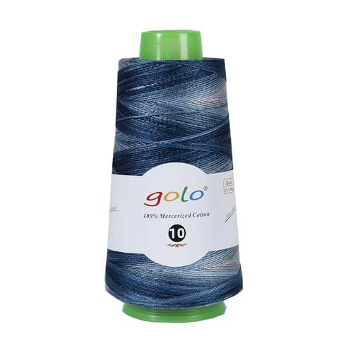 golo Crochet Thread Size10 1.76oz 310yd,Yarn for Hand Knitting Space-Dyed Yarn D03 - color: LD03-Blue