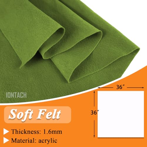 IONTACH 36" X 36" Moss Green Soft Felt Fabric 1.6mm Thick - color: Moss Green, size: Soft - 36" X 36"