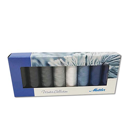 Mettler Thread Silk Finish 100% Mercerized Cotton Sewing Set; 8 Spools Winter Colors SF8Winter