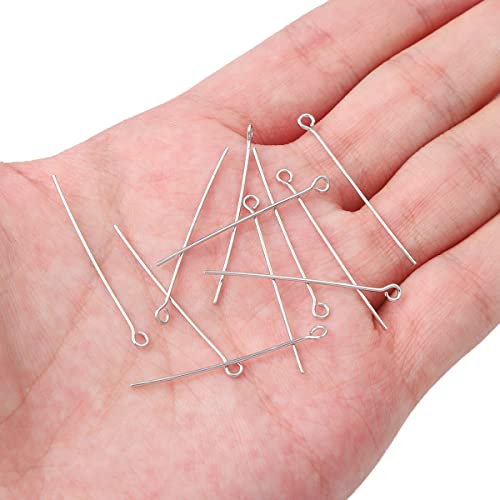 BEADIA Platinum Plated Open Eye Pins Non Tarnish 35mm 150pcs for Jewelry Making Findings - color: Open Eye Pins Platinum, size: 35x0.7mm
