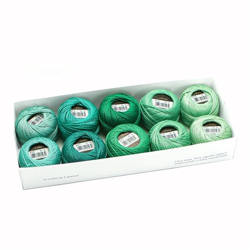 Size 8 Double Mercerized Egyptian Long Staple Cotton Pearl Thread Ball 5 Grams Rainbow Color Embroidery Thread 10 Colors per Box for Crochet Hardanger Cross Stitch Hand Embroidery (Set X) - color: Set X