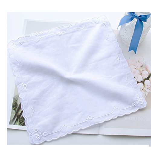 6 Pack of Ladies Embroidery Cotton Handkerchiefs Lace Wedding Hankies - color: E2 New