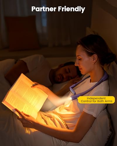 Glocusent Bendable Neck Light, 100 Hours Reading Light for Book Lover Gifts - color: Purple