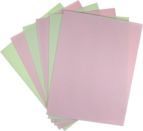 KCS 4/6 pc of 12" x 18"(30cmx45cm) 18CT Counted Cotton Aida Cloth Cross Stitch Fabric (6 pc,Pink+Light Green) - color: Pink+light Green, size: 6 pc