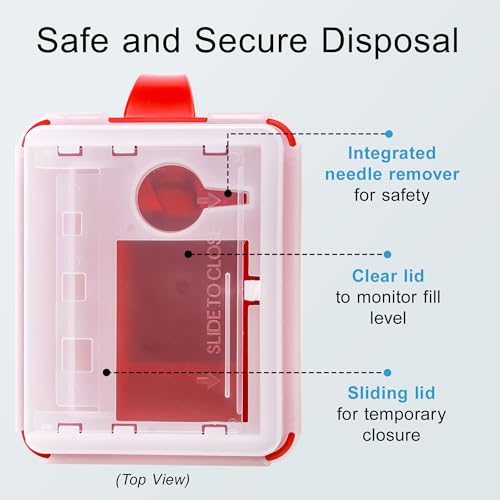 Sharps Container - Small Sharps Containers for Home Use, Travel & Disposal - size: 2 Quart