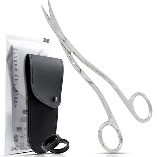 Applique Scissors for Embroidery - Double Curved Handle, 6", Polished - color: Polished