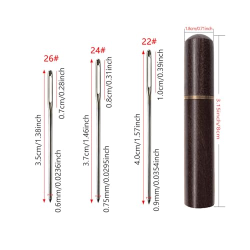 Zhenqing Redwood Needle Case with 12 Blunt Tip Cross Stitch Needles, Natural Wood Embroidery Needle Holder & Nickel-Plated Rustproof Sewing Needles for Crafters, Organize Threading Tools（67502） - color: 67502