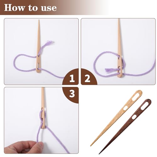 WJIAAA 4Pcs Nalbinding Needle, Large Two-Eyed Weaving Needles for Knitting Crochet, Multipurpose Beech Wood Tapestry Needle