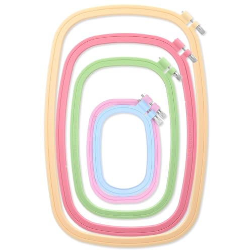 5 Pcs Square Plastic Embroidery Hoop Set Reusable Cross Stitch Hoop Frame Rings for Sewing, Needlework and DIY Craft Projects, 5 Sizes