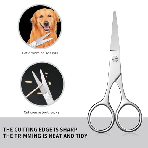 Nose Hair Scissors Eyebrow Scissors Round Tip Professional Grooming Scissors Stainless Steel Small Trimming Scissors for Eyelashes Mustache Facial Hair Sewing Embroidery AsonTao - style: Small scissors -Round design