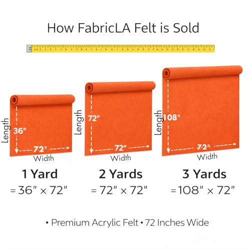 FabricLA Felt Fabric 72" Wide 1.6mm Thick Acrylic Felt by The Yard - Soft Felt Fabric for DIY Crafts Sewing School Projects Wall Decor & Accessories - Black, 10 Yard - color: Black, size: 10 Yard