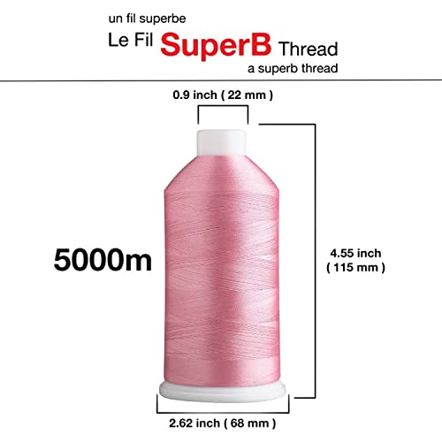 Superpunch SuperB Embroidery Thread 40wt, 5000 m Cone, Baby Pink 306 - color: Baby Pink 306, size: Pack of 1