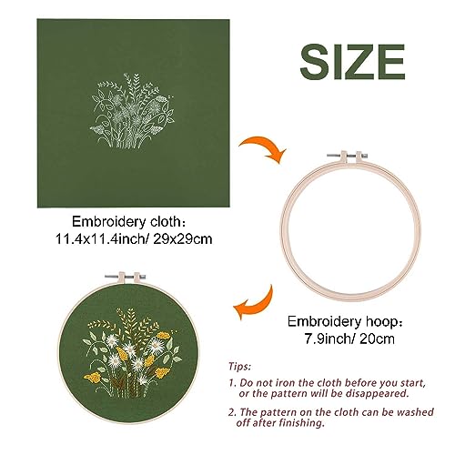 FEPITO 2 Sets Embroidery Starter Kit with Pattern and Instructions