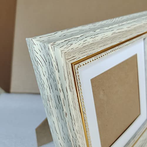 With 4x4 Mat Square Picture Frame 6x6 White (Cream Color) Desktop and Wall - color: White, size: 6x6