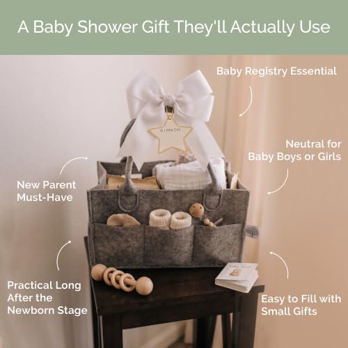 Parker Baby Co. Felt Diaper Caddy Organizer - Large, Charcoal - color: Charcoal (Heathered Charcoal), size: Large
