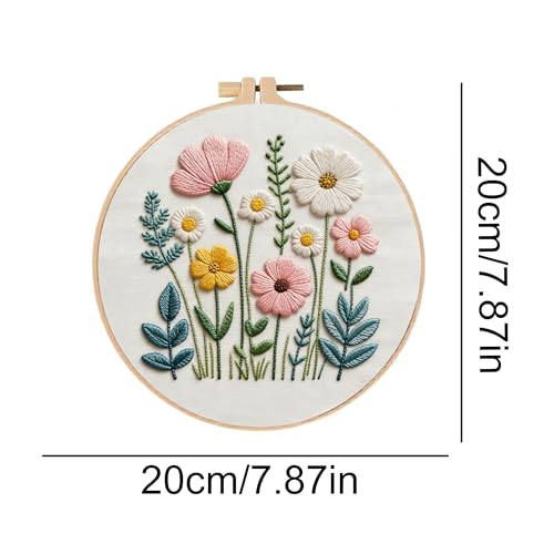 Embroidery Kit for Beginners & Adults Starter Kit, Cross Stitch Kits,DIY Hand Embroidery Needlepoint Set with Hoop, Pre-Printed Fabric, Threads and Instructions (Flower) - color: Flower