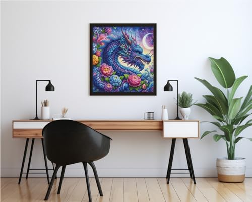 HKLIOPU Stamped Cross Stitch Kits - Dragon Embroidery Starter Kit for Adult Beginners, 11CT Needlepoint Cross-Stitch Patterns Dimensions Kit Arts and Crafts 16X 16 inch - color: USL-005