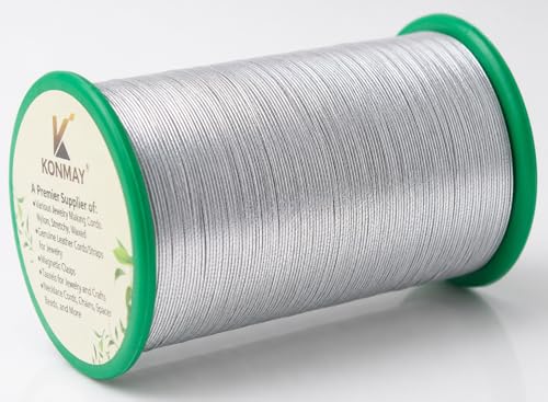 KONMAY Silver Elastic Thread for Sewing, 0.5mm 440 Yards Stretch Bobbin Thread for Shirring, Smocking, Gathering, Ruching, Decorative Sewing, Waistbands, Cuffs & Lightweight Garment Projects - color: Silver