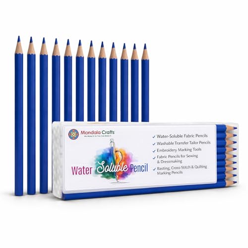 Mandala Crafts Blue Water Soluble Fabric Pencils for Sewing Quilting - color: Blue
