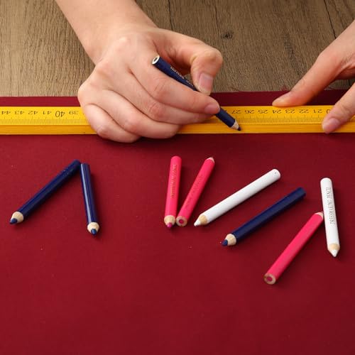 12pcs Fabric Pencil for Sewing, Sewing Washable Pencil (Blue, Pink, White) - color: Blue, Red, White