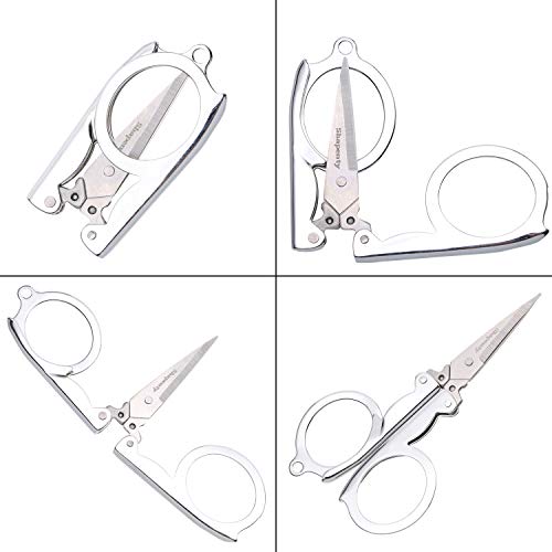 Shapenty Stainless Steel Folding Portable Travel Scissors Small Pocket Foldable Paper String Craft Shred Scissors, 15 Pack
