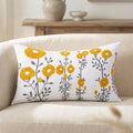 ARTMAGIC Yellow Lumbar Pillow Cover Embroidered Boho Flower Cushion Covers - color: Yellow 01, size: 20" x 12" (Pack of 1)