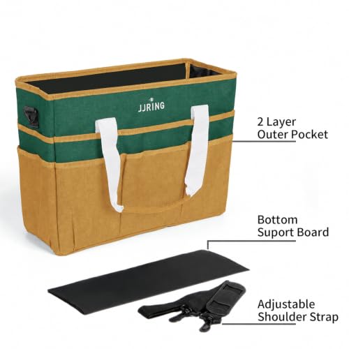 JJRING Craft Organizer Tote Bag Large Art Storage Caddy Deep Green&Yellow - color: Deep Green&Yellow, size: Large