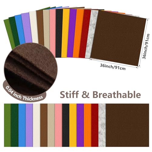 Brown Stiff Felt Sheet 36'' X 36'', 1mm Large Felt Fabric Sheet for Crafts - color: Brown