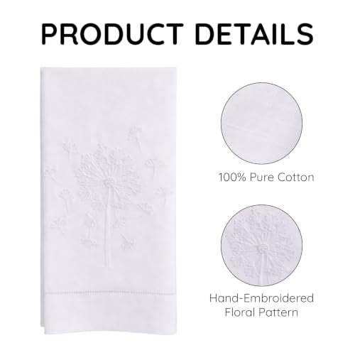 Bathroom Hand Towels Set of 2, White Dandelion - color: White Dandelion