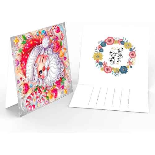Diamond Art Painting Christmas Cards, 12 Pack DIY 5D Diamond Greeting Cards Kits for Adults Diamond Xmas Greeting Cards with Envelopes Gem Christmas Gift for Families, Friends, Partners - color: Xmas-12pcs