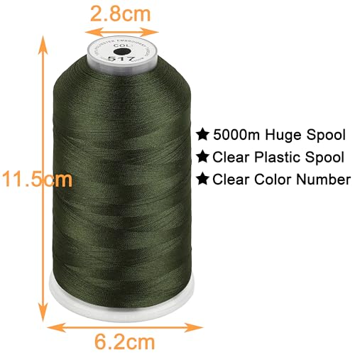New brothread 5000M Huge Spool Embroidery Machine Thread - Dark Olive - color: Dark Olive-517