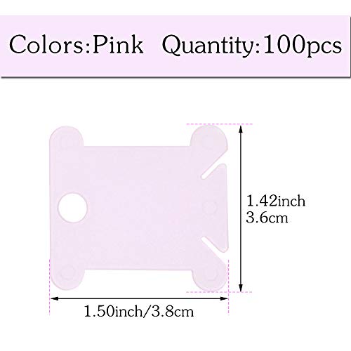 LOKUNN Embroidery Floss Bobbins 100 PCS Plastic Embroidery Floss Organizer - color: Pink*100