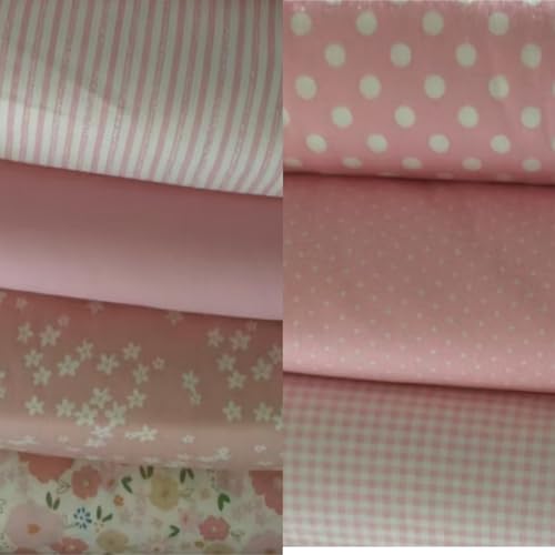 Cotton Fabric DIY Making Supplies Quilting Patchwork Fabric Fat Quarter Bundles DIY for Quilting Cotton Patchwork Cushions (Mix Pink Flowers, 20" x 20") - color: 7pcs Mix Pink Flowers, size: 20" x 20"