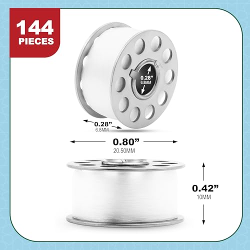 Mandala Crafts Transparent 15J SA156 Prefilled Bobbin Thread, 144 PCs - color: Transparent, size: Size A 144 X 142 Yards