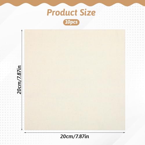 10 PCS Embroidery Cloth Fabric, 7.87 × 7.87 Inch Embroidery Fabric, Pre-Cut for DIY Crafts, and Garment Sewing, Beige