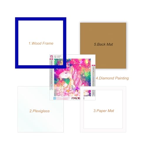 Betionol Diamond Painting Frames, Display 12x12in/30x30cm Diamond Painting Pictures or Photos, Blue Natural Solid Wood Picture Frame with Acrylic Protection Glass, Back Mat And Hanging Kit - style: Blue - Single