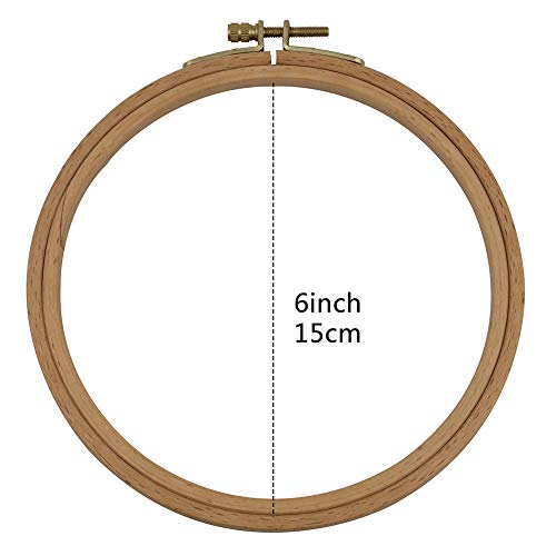 2 Pack 6 Inch Wood Embroidery Hoop, Guofa 15CM Round Beech Wood Cross Stitch Hoops for DIY Decoration - style: 6 inch