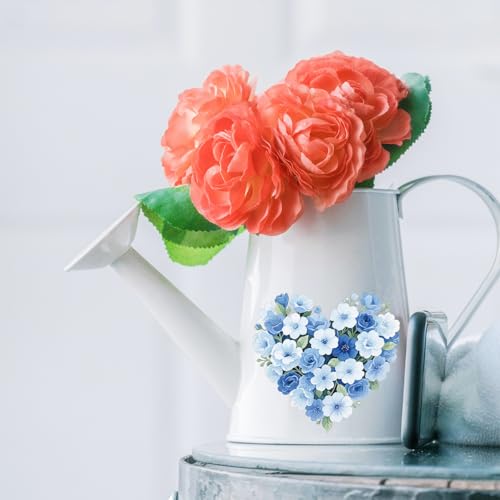 GLOBLELAND 18 Sheets Blue Flowers Rub on Transfer Stickers 3.9x3.6inch Lily of The Valley Hydrangea Rose Peony Cup Wraps Decals Butterfly Transfer Stickers for Crafts Glass Bottle Vase Decor - style: Blue Flowers