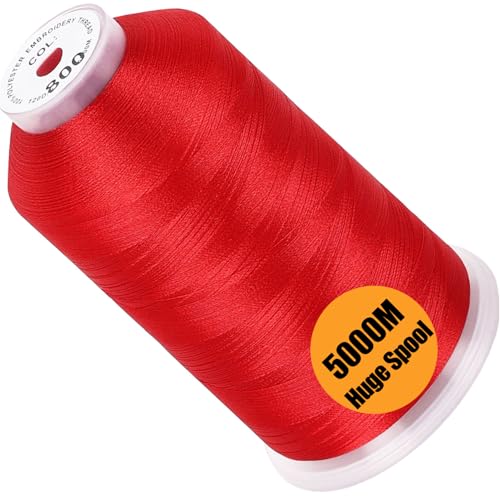 New brothread 5000M Huge Spool Embroidery Machine Thread - Red - color: Red-800