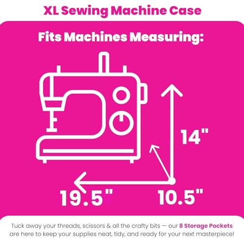 Everything Mary XL Rolling Sewing Machine Case – Grey & White Craft Bag with 4 Wheels – Collapsible Organizer Compatible with Brother, Singer & Most Sewing Machines - color: Grey & Pink