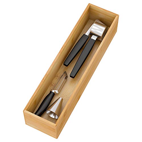Bamboo Kitchen Drawer Organizer 12"x 3", Storage Box for Utensil Organizer - color: Bamboo, size: 12*3*2.5 inch