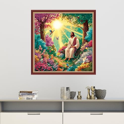 Dooxvey Cross Stitch Kits for Adults Beginners,Full Range of Cross-Stitch Stamped Kits Needlepoint Kits for Beginners Embroidery Kits 11CT Cross Stitch Patterns-Jesus Sunrise 18x18 inch - color: Magicolor15