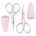 2 Pcs Eyebrow Scissors, 3.5 Inch Pink Stainless Steel Straight Tip - color: Pink