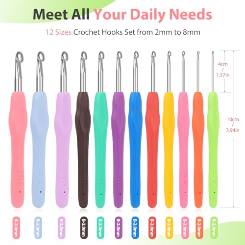 Coopay Crochet Hooks Set with Case,Crochet Hook Kit for Arthritic Hands - color: Crochet Hooks Set with Case