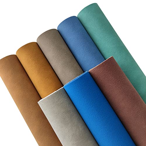 8 Pcs Frosted Suede Faux Leather Fabric Blue Brown Color Velvety Touch Soft Synthetic PU Leather for Hair Bows Earrings Jewelry Making - color: Frosted-light Color