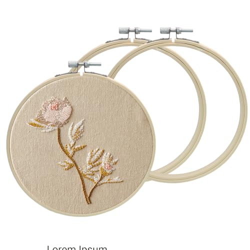 Biaungdo 3 Pcs Bamboo Embroidery Hoops 6 Inch, Wooden Cross Stitch Ring - size: 6 Inch