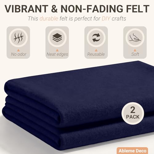 Navy Blue Felt Fabric Sheets 18" x 18" (2 Pack) 1.6mm Soft Craft Felt - color: Navy Blue
