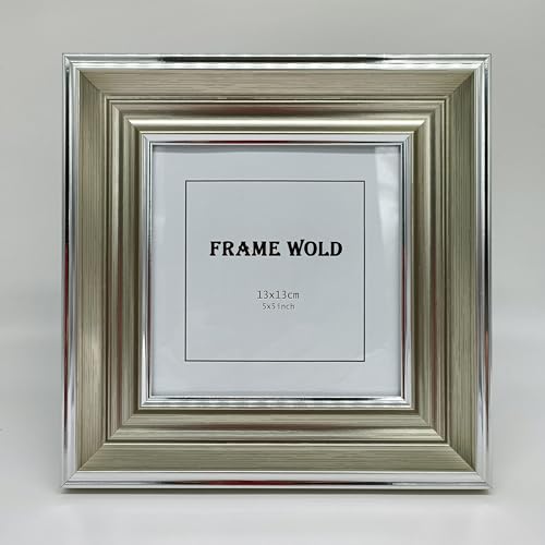 5x5 Silver Picture Frame, Real Glass, MDF, Black Backing, Wall/Tabletop - color: Silver, size: 5x5